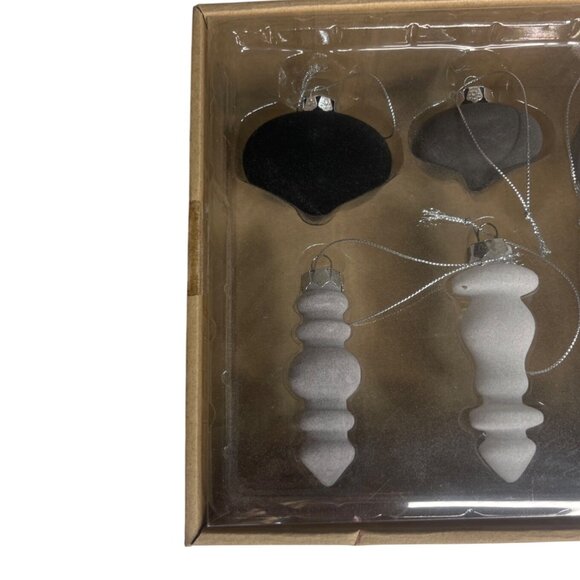 St. Nicholas Square Set Of 6 Christmas Brushed Felt Ornaments Black Gray - Picture 4 of 5